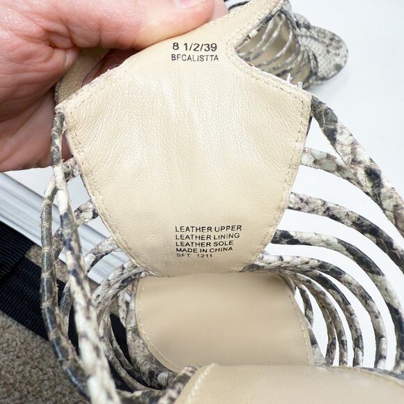 Brian Atwood Tan/Brown Snake Print Leather Strappy Stilettos Women's Sz 8.5 EUC - Picture 8 of 9